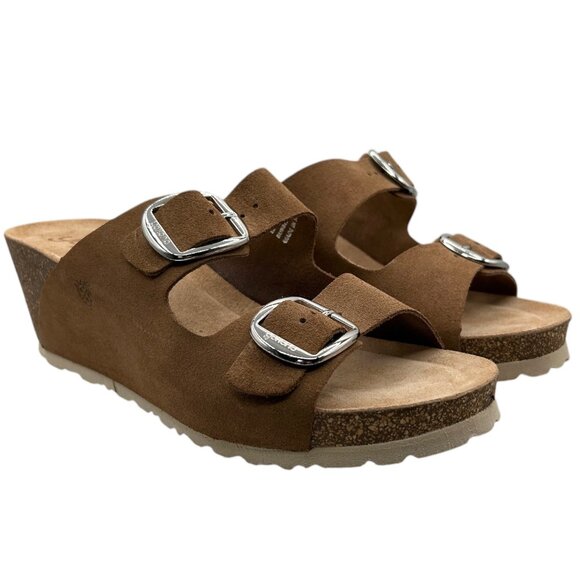 Yokono Suede Double Strap Buckle Wedge Sandal (8) - Picture 7 of 16